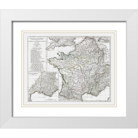 Ancient France - DAnville 1799 White Modern Wood Framed Art Print with Double Matting by D''Anville
