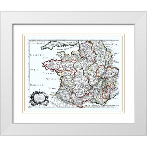 Ancient France - Sanson 1641 White Modern Wood Framed Art Print with Double Matting by Sanson