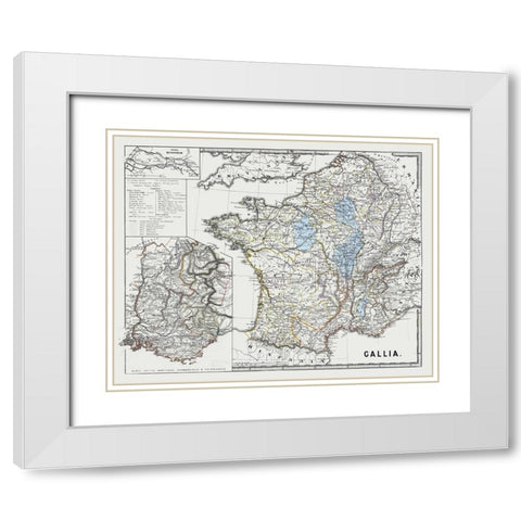 Gallia France - Spruner 1865 White Modern Wood Framed Art Print with Double Matting by Spruner