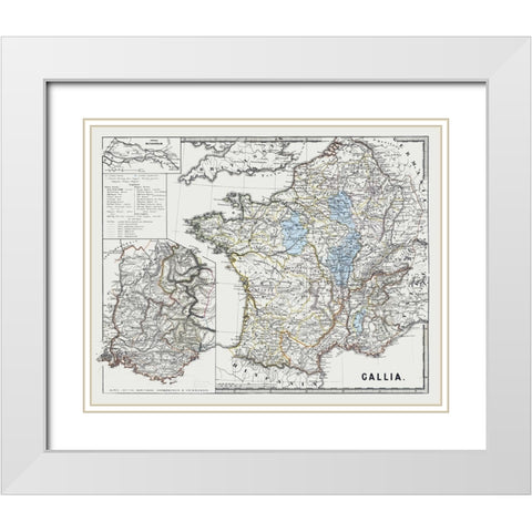 Gallia France - Spruner 1865 White Modern Wood Framed Art Print with Double Matting by Spruner
