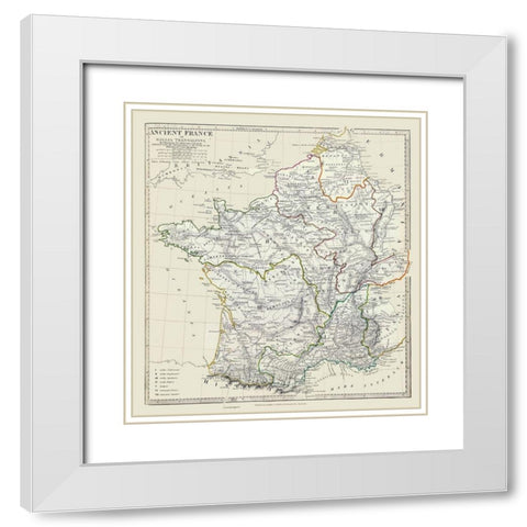 Ancient France - Hewitt 1830 White Modern Wood Framed Art Print with Double Matting by Hewitt