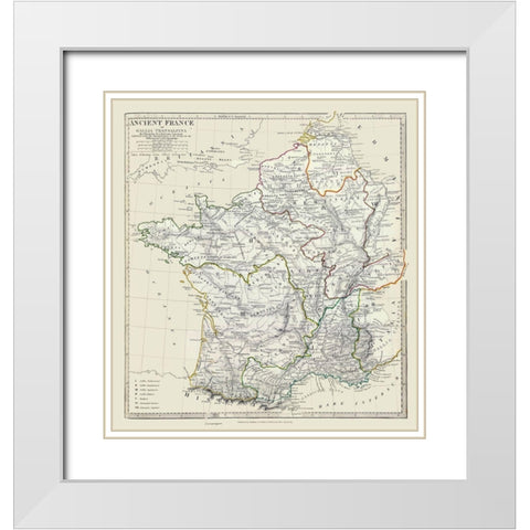 Ancient France - Hewitt 1830 White Modern Wood Framed Art Print with Double Matting by Hewitt