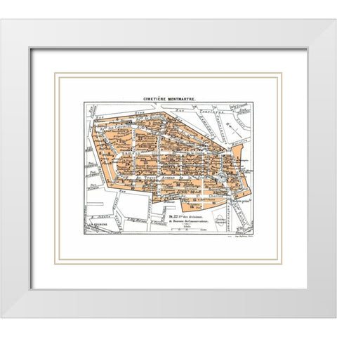 Montmartre Cemetery Paris France - Blue Guides White Modern Wood Framed Art Print with Double Matting by Blue Guides