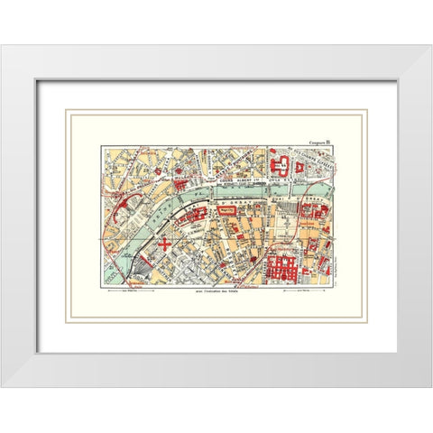 Eiffel Tower Paris France - Blue Guides 1921 White Modern Wood Framed Art Print with Double Matting by Blue Guides