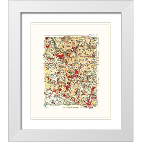 Northern Paris France - Blue Guides 1921 White Modern Wood Framed Art Print with Double Matting by Blue Guides