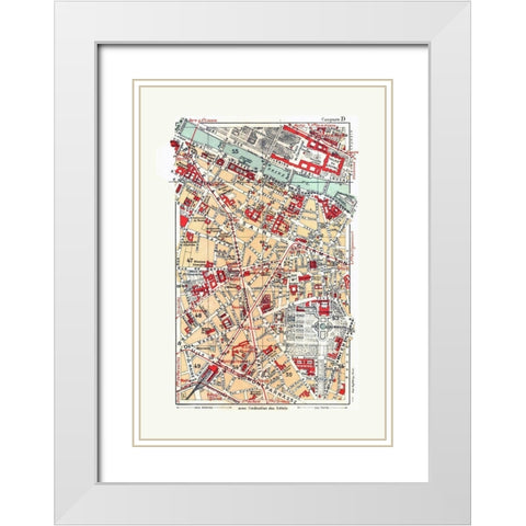 Central Paris France - Blue Guides 1921 White Modern Wood Framed Art Print with Double Matting by Blue Guides