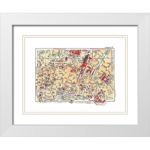 Northeastern Paris France - Blue Guides 1921 White Modern Wood Framed Art Print with Double Matting by Blue Guides