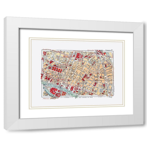 Ile de la Cite Paris France - Blue Guides 1921 White Modern Wood Framed Art Print with Double Matting by Blue Guides