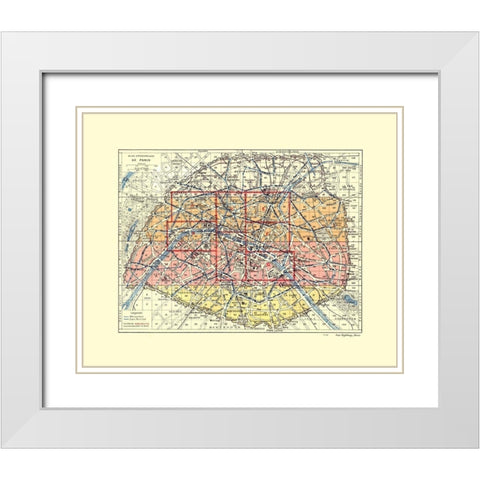 Paris France - Blue Guides 1921 White Modern Wood Framed Art Print with Double Matting by Blue Guides