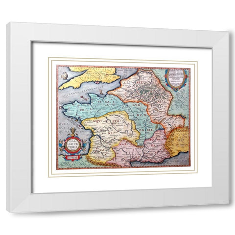 Ancient France - Ortelius 1570 White Modern Wood Framed Art Print with Double Matting by Ortelius