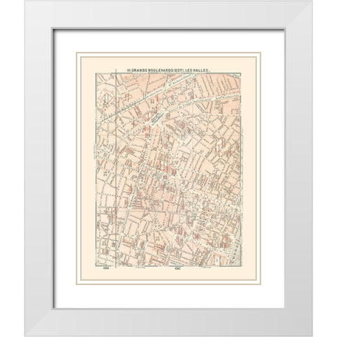 Les Halles Paris France - Baedeker 1911 White Modern Wood Framed Art Print with Double Matting by Baedeker