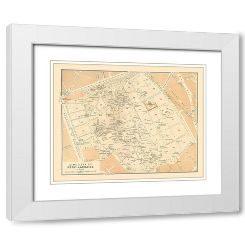 Pere Lachaise Cemetery Paris France - Baedeker White Modern Wood Framed Art Print with Double Matting by Baedeker