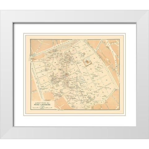 Pere Lachaise Cemetery Paris France - Baedeker White Modern Wood Framed Art Print with Double Matting by Baedeker