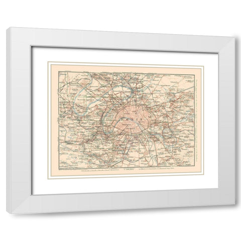 Paris France - Baedeker 1911 White Modern Wood Framed Art Print with Double Matting by Baedeker