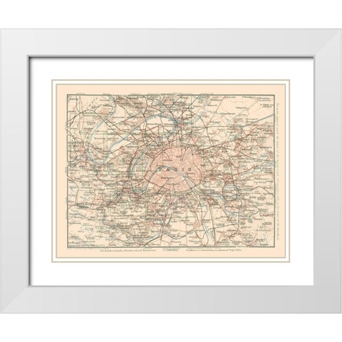 Paris France - Baedeker 1911 White Modern Wood Framed Art Print with Double Matting by Baedeker