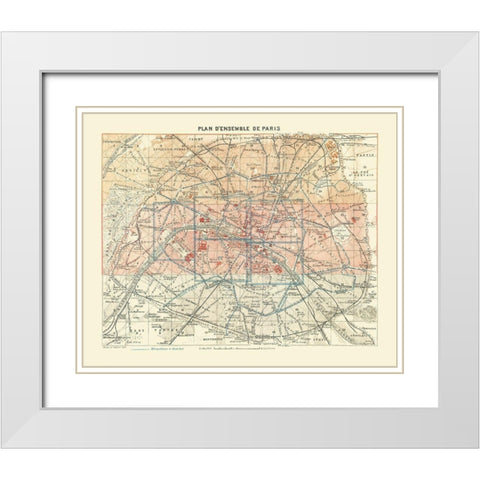 Paris France - Baedeker 1911 White Modern Wood Framed Art Print with Double Matting by Baedeker