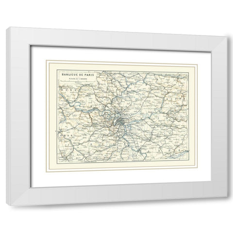 Suburbs Paris France - Baedeker 1911 White Modern Wood Framed Art Print with Double Matting by Baedeker