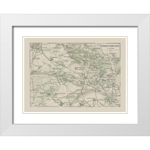 Saint Denis Pontoise Paris France - Baedeker 1911 White Modern Wood Framed Art Print with Double Matting by Baedeker