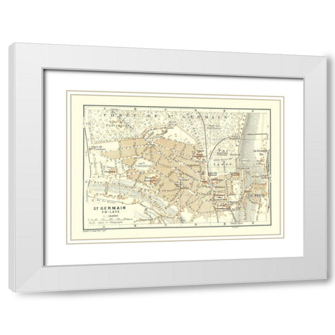 Saint Germain en Laye Paris France - Baedeker 1911 White Modern Wood Framed Art Print with Double Matting by Baedeker