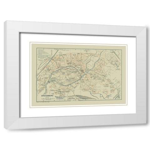 Strasbourg France - Baedeker 1914 White Modern Wood Framed Art Print with Double Matting by Baedeker