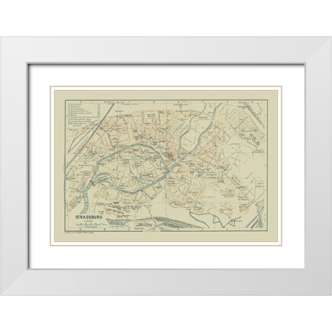 Strasbourg France - Baedeker 1914 White Modern Wood Framed Art Print with Double Matting by Baedeker