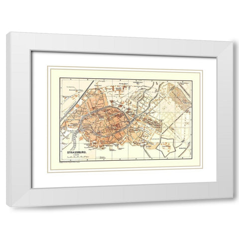 Strasbourg France - Baedeker 1896 White Modern Wood Framed Art Print with Double Matting by Baedeker