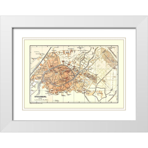 Strasbourg France - Baedeker 1896 White Modern Wood Framed Art Print with Double Matting by Baedeker