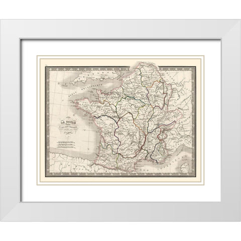 Ancient France Ten Provinces - Monin 1839 White Modern Wood Framed Art Print with Double Matting by Monin