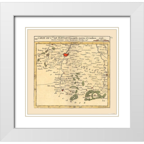 Cambrai Environs France - Robert 1748  White Modern Wood Framed Art Print with Double Matting by Robert