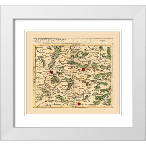 Landrecies France - Robert 1748  White Modern Wood Framed Art Print with Double Matting by Robert