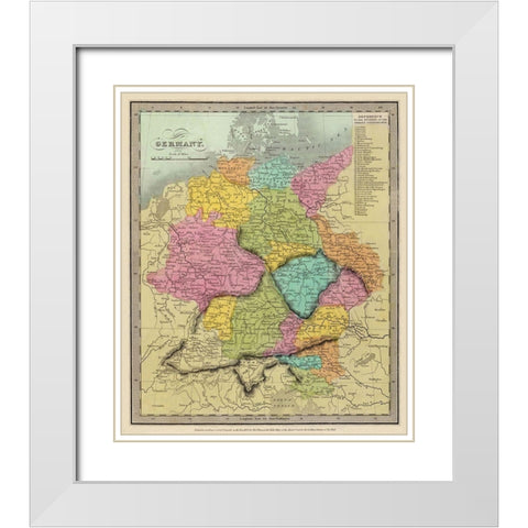 Germany - Burr 1834 White Modern Wood Framed Art Print with Double Matting by Burr