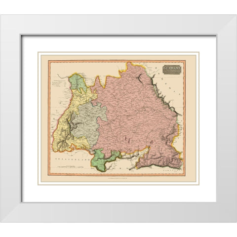 South of the Mayne Germany - Thomson 1816 White Modern Wood Framed Art Print with Double Matting by Thomson