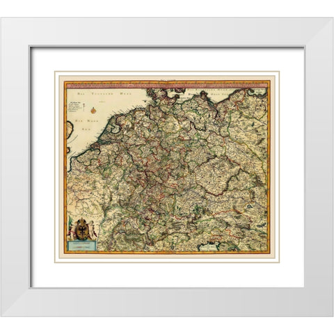 German Roman Empire Germany - Visscher 1681 White Modern Wood Framed Art Print with Double Matting by Visscher