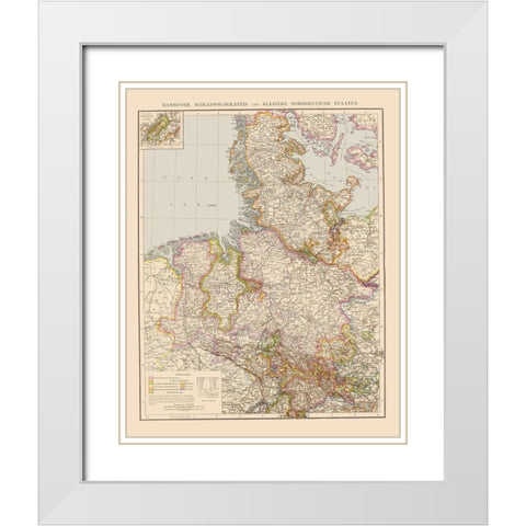 Northern Germany - Velhagen 1881 White Modern Wood Framed Art Print with Double Matting by Velhagen