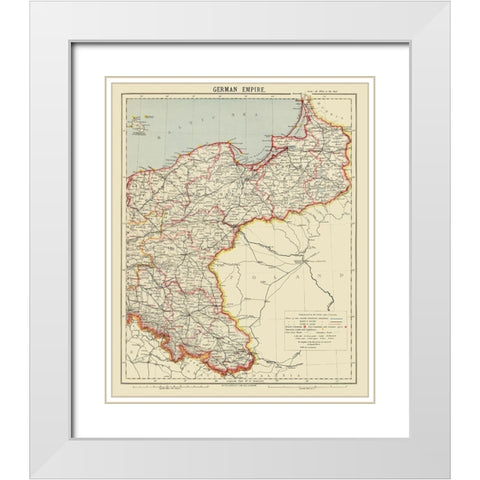 German Empire 2 Germany - Letts 1883 White Modern Wood Framed Art Print with Double Matting by Letts