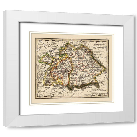 Southwest Germany - Stieler 1852 White Modern Wood Framed Art Print with Double Matting by Stieler