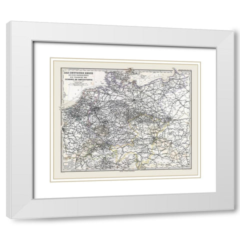 Europe German Railways Steamboats Germany White Modern Wood Framed Art Print with Double Matting by Stieler