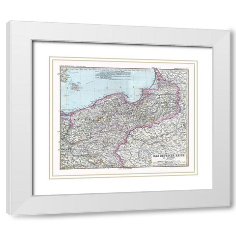 Northeast Germany - Stieler 1885 White Modern Wood Framed Art Print with Double Matting by Stieler