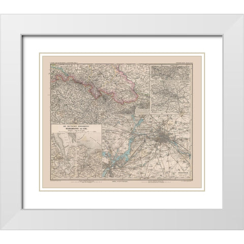 Silesia Germany - Stieler 1885 White Modern Wood Framed Art Print with Double Matting by Stieler