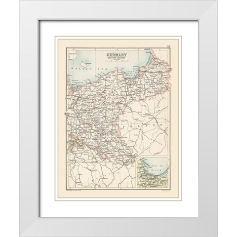 Eastern Germany - Bartholomew 1892 White Modern Wood Framed Art Print with Double Matting by Bartholomew