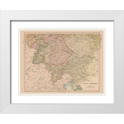 South Germany - Black 1867 White Modern Wood Framed Art Print with Double Matting by Black