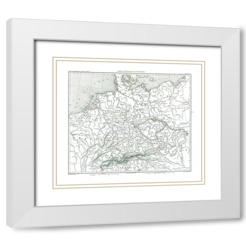 Germany - Thiers 1866 White Modern Wood Framed Art Print with Double Matting by Thiers