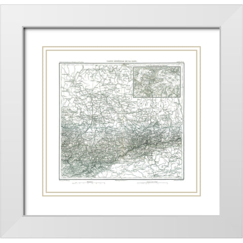 Saxe Germany - Thiers 1866 White Modern Wood Framed Art Print with Double Matting by Thiers