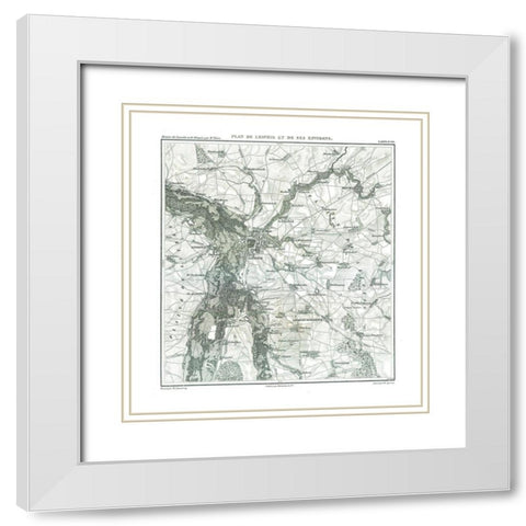 Leipzig Germany - Thiers 1866 White Modern Wood Framed Art Print with Double Matting by Thiers