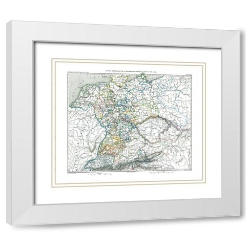 Mediatization of 1805 Germany - Thiers 1866 White Modern Wood Framed Art Print with Double Matting by Thiers