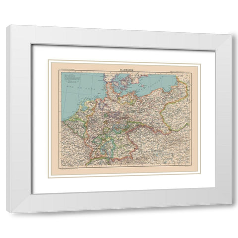Germany - Schrader 1908 White Modern Wood Framed Art Print with Double Matting by Schrader