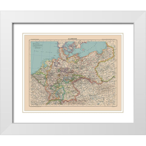 Germany - Schrader 1908 White Modern Wood Framed Art Print with Double Matting by Schrader