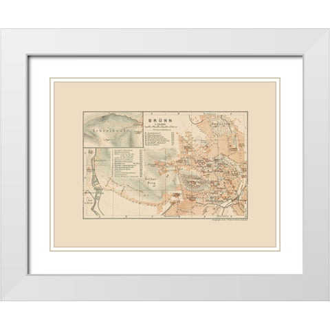 Brunn Germany - Baedeker 1910 White Modern Wood Framed Art Print with Double Matting by Baedeker