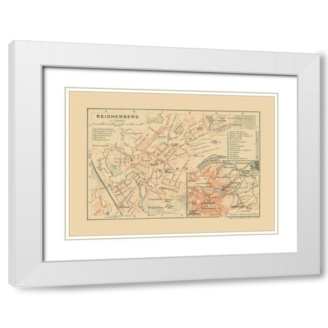 Reichenberg Germany - Baedeker 1910 White Modern Wood Framed Art Print with Double Matting by Baedeker