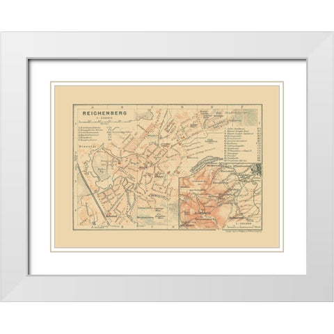 Reichenberg Germany - Baedeker 1910 White Modern Wood Framed Art Print with Double Matting by Baedeker